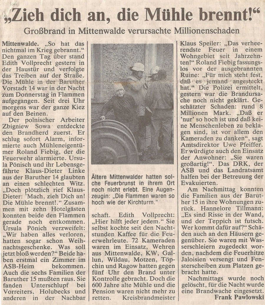 1993 - Zeitungsartikel © unbekannte Zeitung